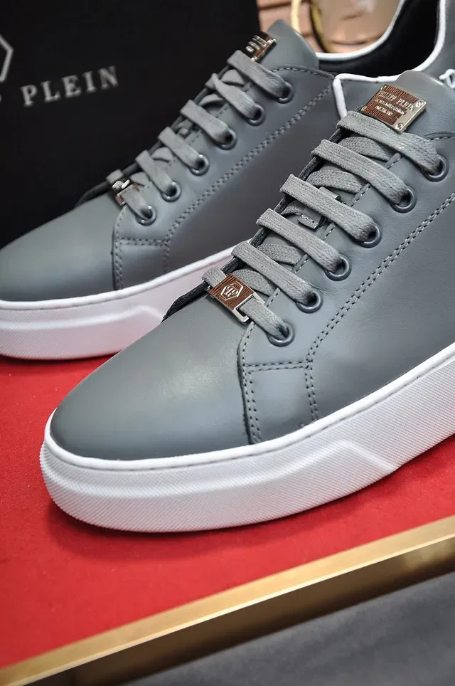 Philipp Plein ধূসর চামড়া প্ল্যাটফর্ম লাইফস্টাইল স্নিকার 3