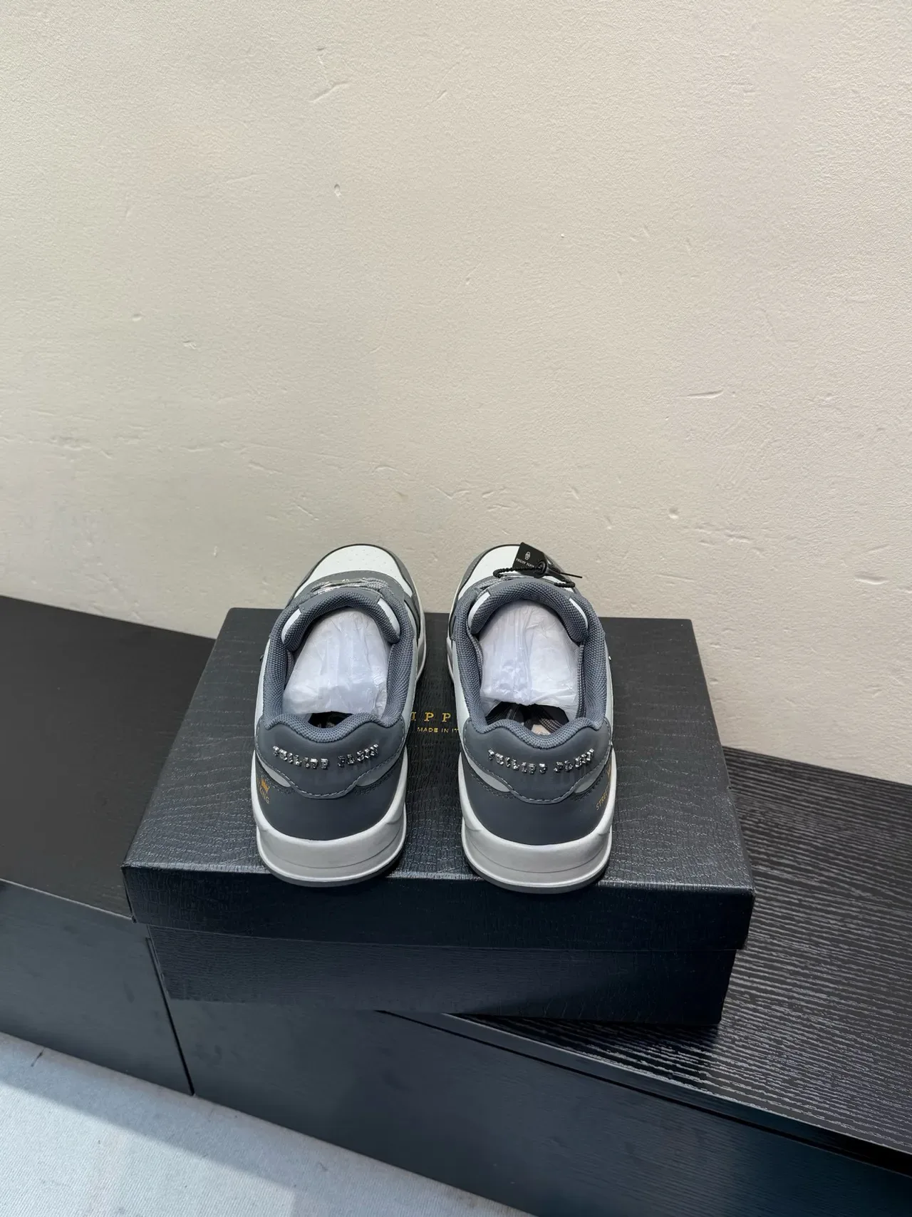 Philipp Plein Gray White Perforated Mesh Panel Shield Logo Badge Lifestyle Sneakers 6