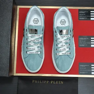 Philipp Plein Light Blue Branded Lace-Up Lifestyle Sneakers
