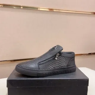 Philipp Plein Snake-Embossed Zipper Slip-On Sneaker