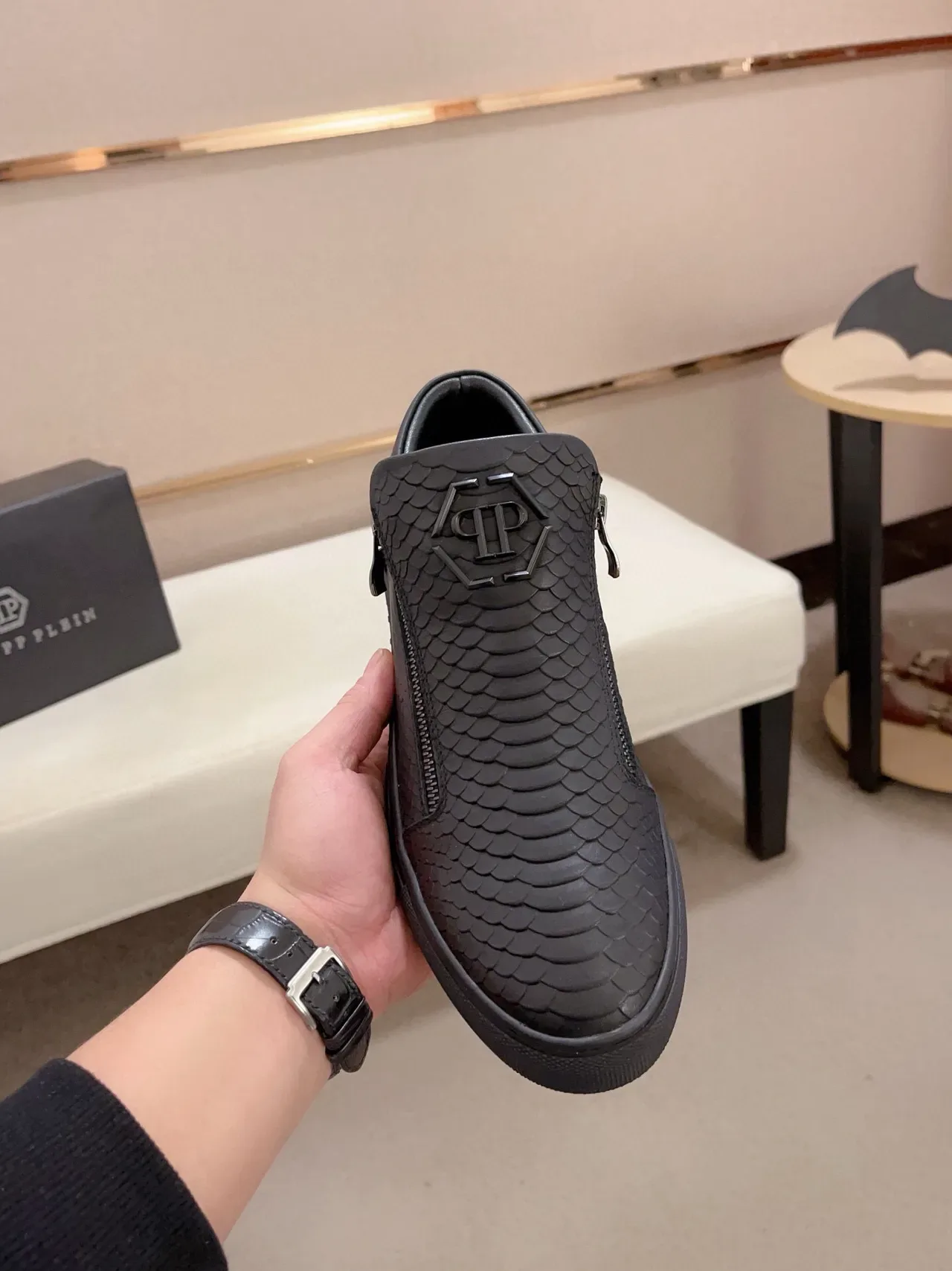 Philipp Plein सांप एम्बॉस्ड जिपर स्लिप ऑन स्नीकर 3