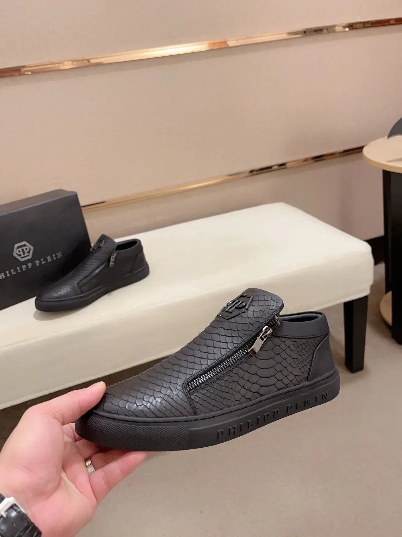 Philipp Plein सांप एम्बॉस्ड जिपर स्लिप ऑन स्नीकर 4