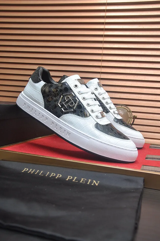 Philipp Plein Zapatillas Lifestyle de Bajo con Textura de Serpiente Blanco y Negro 2