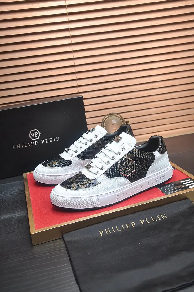 Philipp Plein Zapatillas Lifestyle de Bajo con Textura de Serpiente Blanco y Negro 3