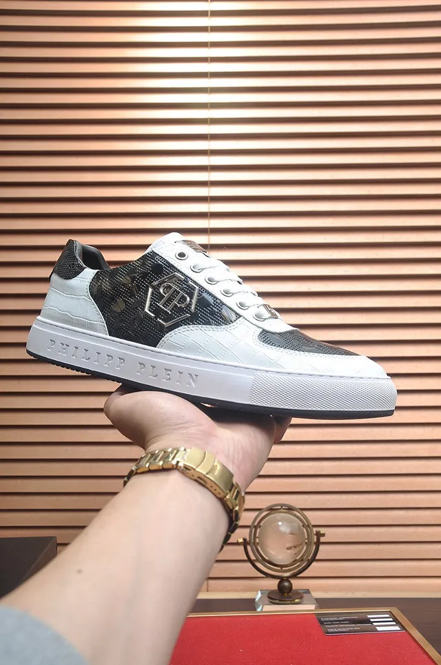 Philipp Plein Zapatillas Lifestyle de Bajo con Textura de Serpiente Blanco y Negro 4