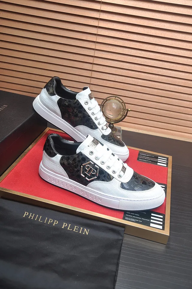 Philipp Plein Zapatillas Lifestyle de Bajo con Textura de Serpiente Blanco y Negro 6