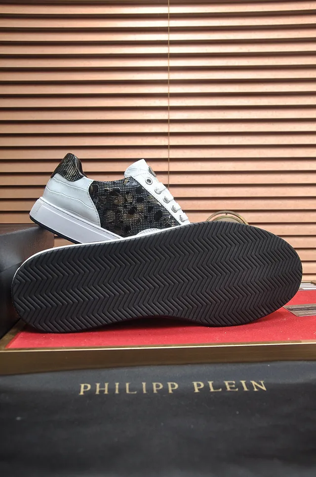 Philipp Plein Zapatillas Lifestyle de Bajo con Textura de Serpiente Blanco y Negro 7