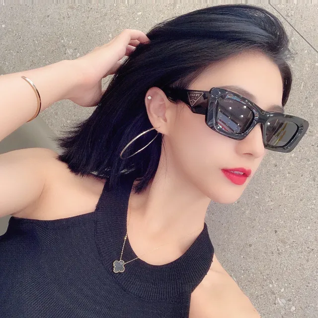 Prada Angular Cat-Eye Glossy Black Sunglasses 5