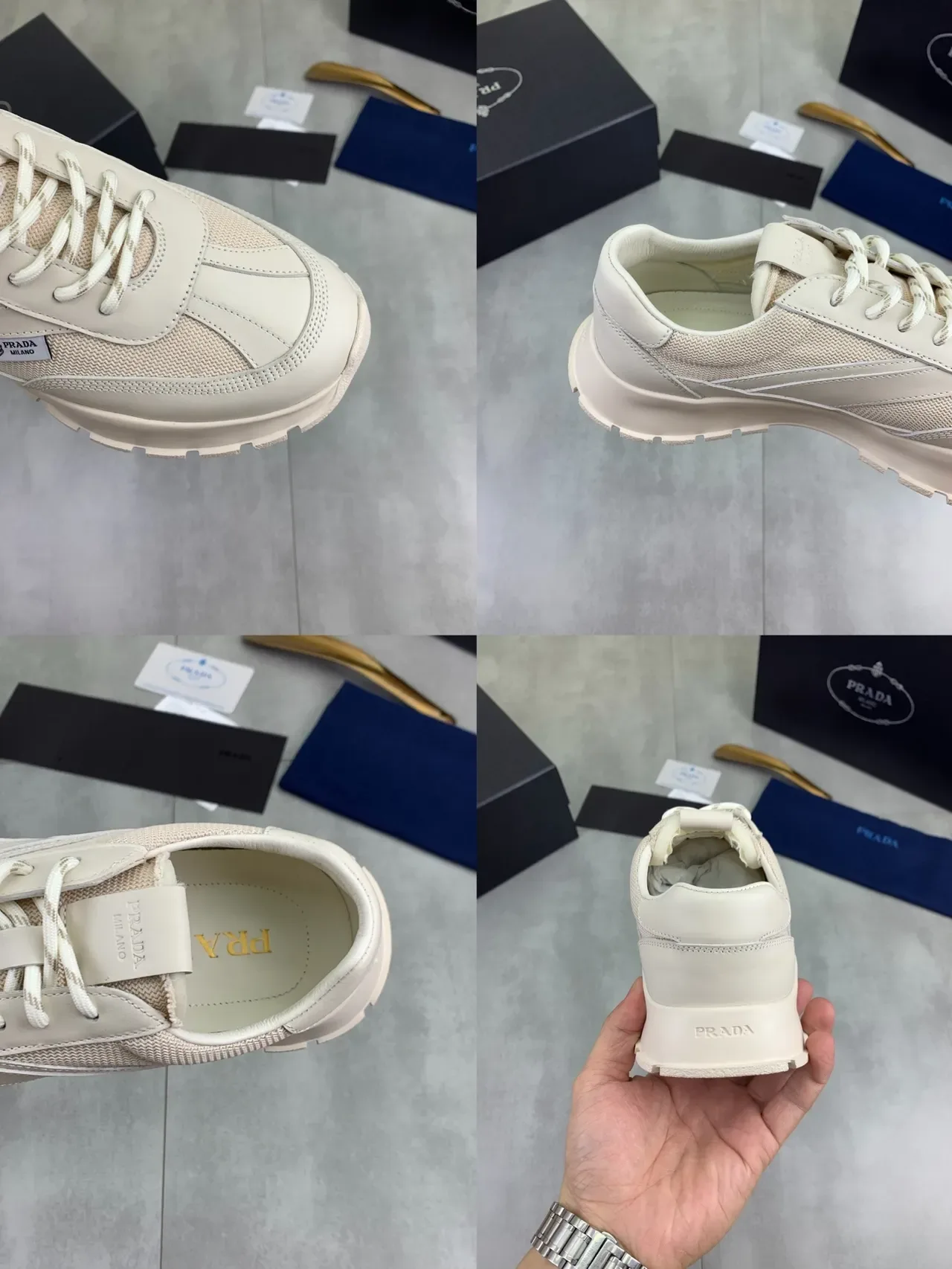 Prada Chaussures Beige Low-Top Semelle Plateforme Chunky 2