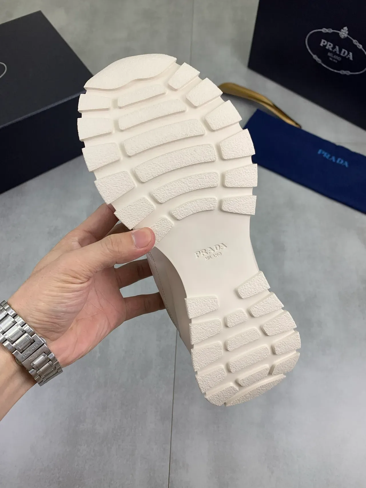 Prada Chaussures Beige Low-Top Semelle Plateforme Chunky 3