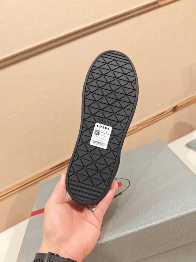 Prada Black Leather Low-Top Lifestyle Sneakers 3