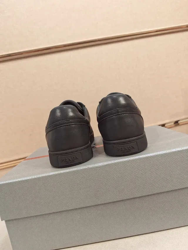 Prada Black Leather Low-Top Lifestyle Sneakers 4