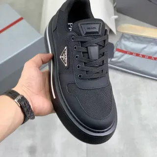 Prada Black Silver Platform Sole Mesh And Synthetic Upper Lifestyle Sneakers