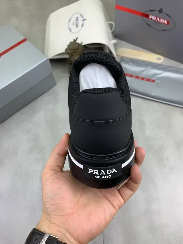 Prada Black Silver Platform Sole Mesh And Synthetic Upper Lifestyle Sneakers 3