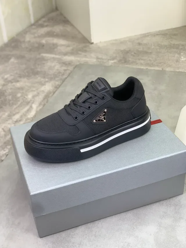 Prada Black Silver Platform Sole Mesh And Synthetic Upper Lifestyle Sneakers 4