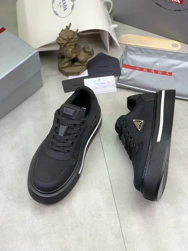 Prada Black Silver Platform Sole Mesh And Synthetic Upper Lifestyle Sneakers 5