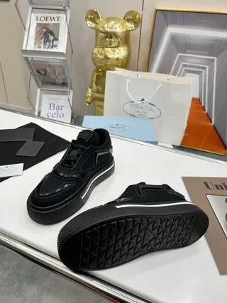 Prada Cloudbust Black Mesh Platform Lifestyle Sneakers 2