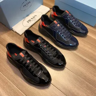 Prada Cloudbust Black Red Glossy Patent Leather Mesh Paneling Lifestyle Sneakers