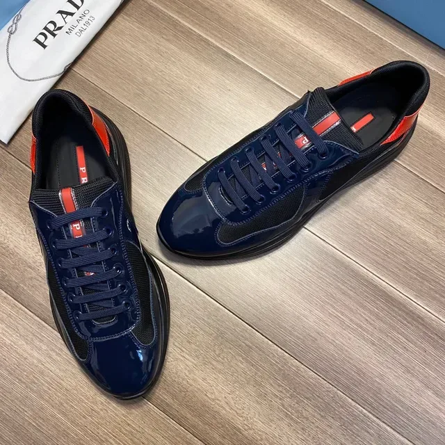 Prada Cloudbust Black Red Glossy Patent Leather Mesh Paneling Lifestyle Sneakers 5