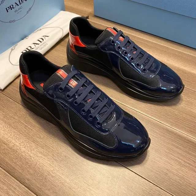 Prada Cloudbust Black Red Glossy Patent Leather Mesh Paneling Lifestyle Sneakers 6