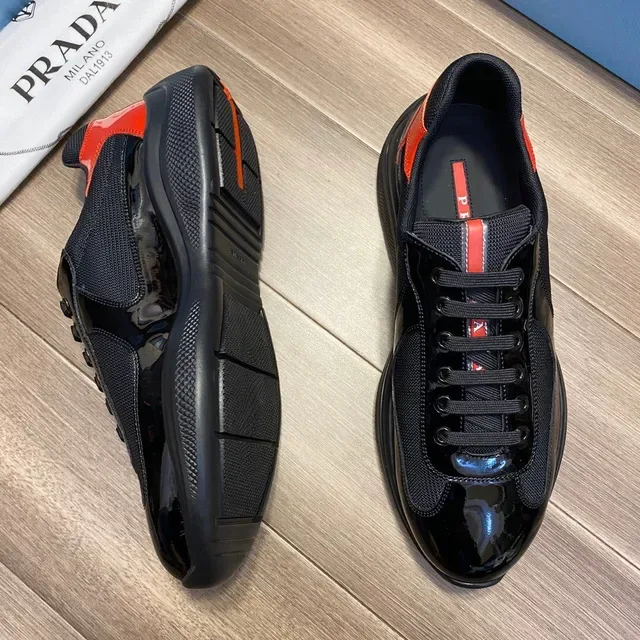 Prada Cloudbust Black Red Glossy Patent Leather Mesh Paneling Lifestyle Sneakers 8