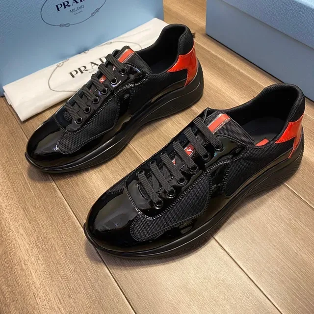 Prada Cloudbust Black Red Glossy Patent Leather Mesh Paneling Lifestyle Sneakers 9