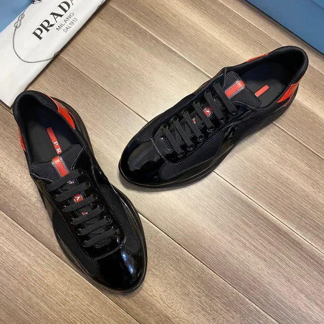 Prada Cloudbust Black Red Glossy Patent Leather Mesh Paneling Lifestyle Sneakers 10