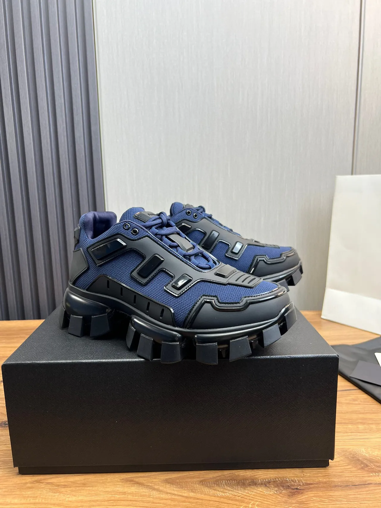 Prada Cloudbust Navy Blue and Black Chunky Sneakers 3