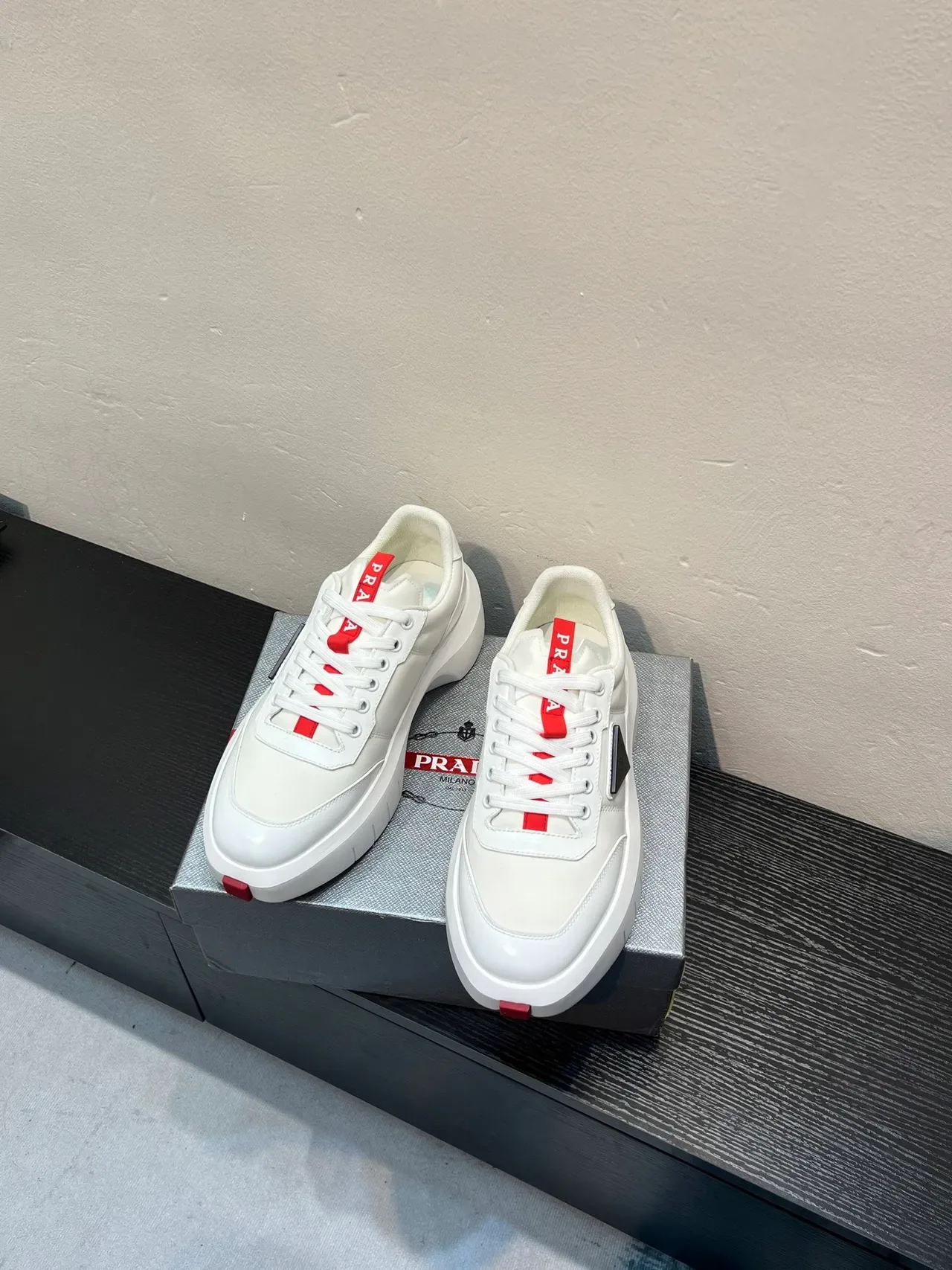 Prada Cloudbust White and Red Lifestyle Sneakers 2