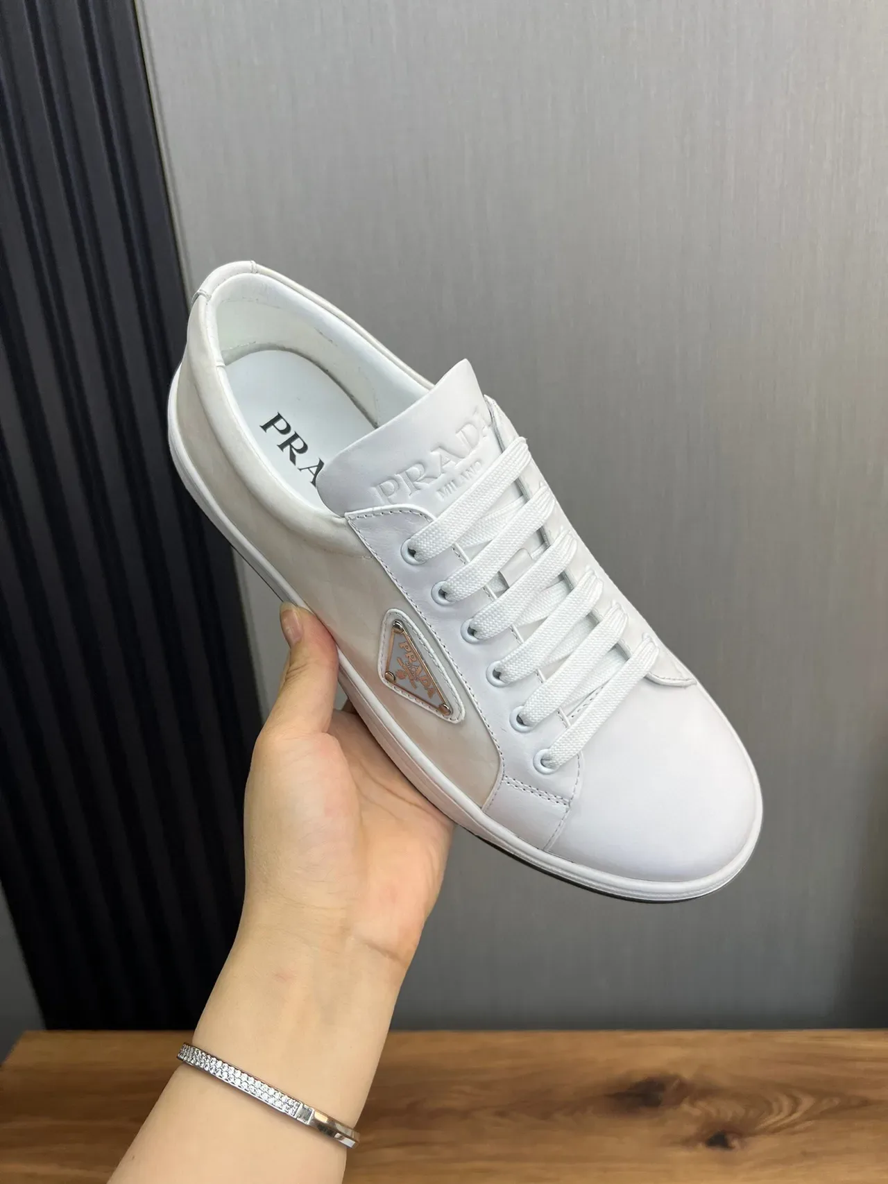 Prada Cloudbust White Black Low-Top Leather Upper Lifestyle Sneakers 8