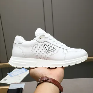 Prada Cloudbust White Leather Perforated Side Panel Lifestyle Sneakers