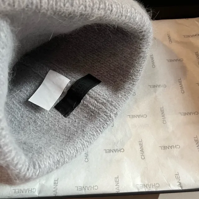 Prada Bonnet Gris Noir Tricoté à côtes manchette pliée 2