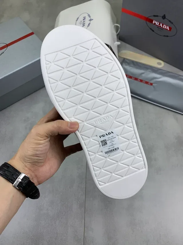 Prada Gray White Platform Sole Mesh And Synthetic Upper Lifestyle Sneakers 3