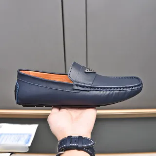 Prada लोफर नेवी चमड़ा पेनी स्ट्रैप मॉक टो लोफर