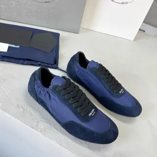 Sneakers Lifestyle Navy e Preto de Suede-Nylon Prada