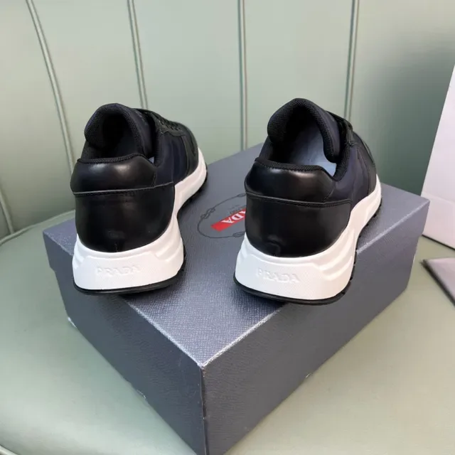 Prada Navy Black Two-Tone Leather And Textile Upper Lifestyle Sneakers 5