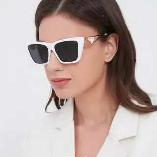 Prada বর্গাকার ফ্রেম সাদা সানগ্লাস