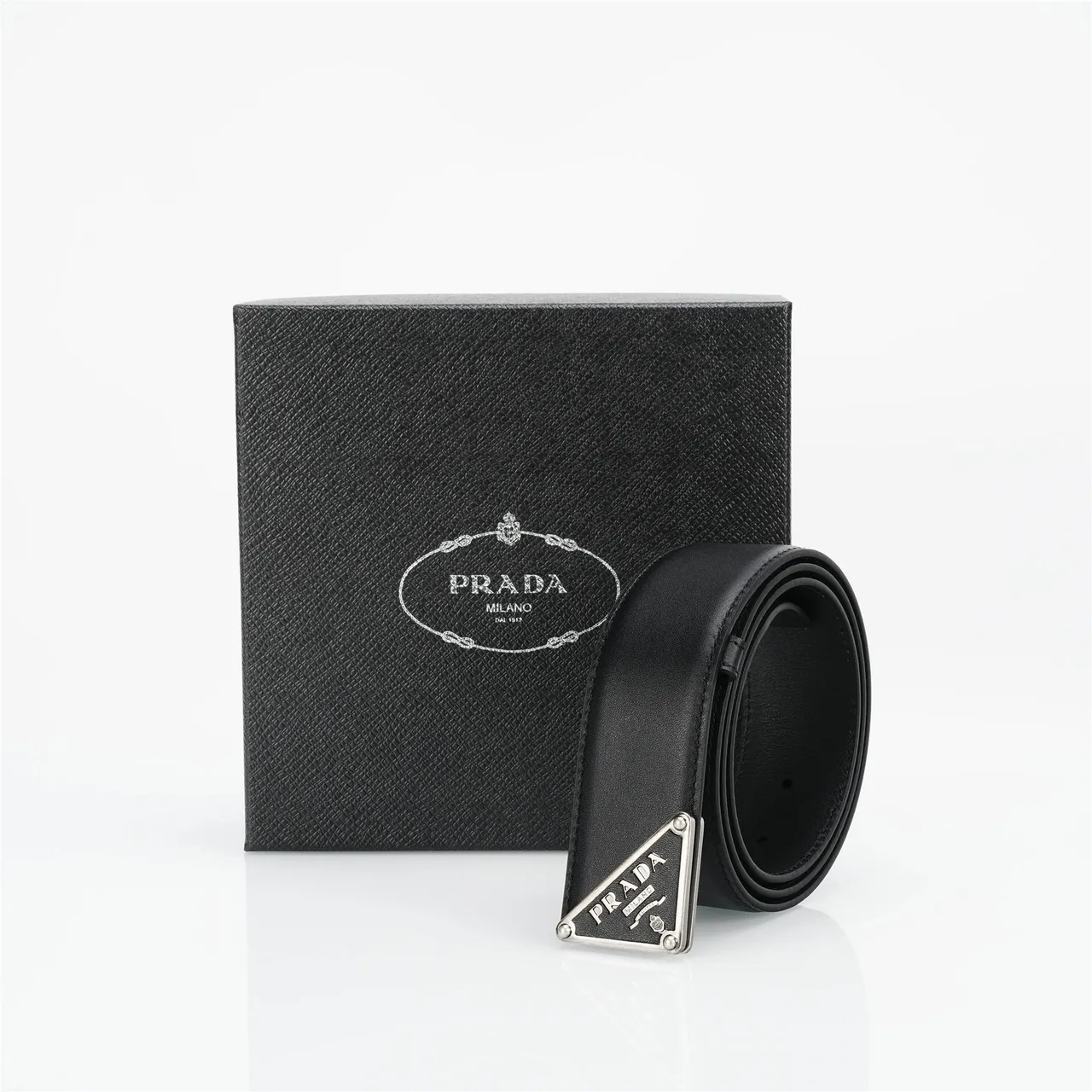 Cinto Prada Triângulo Couro Preto 5