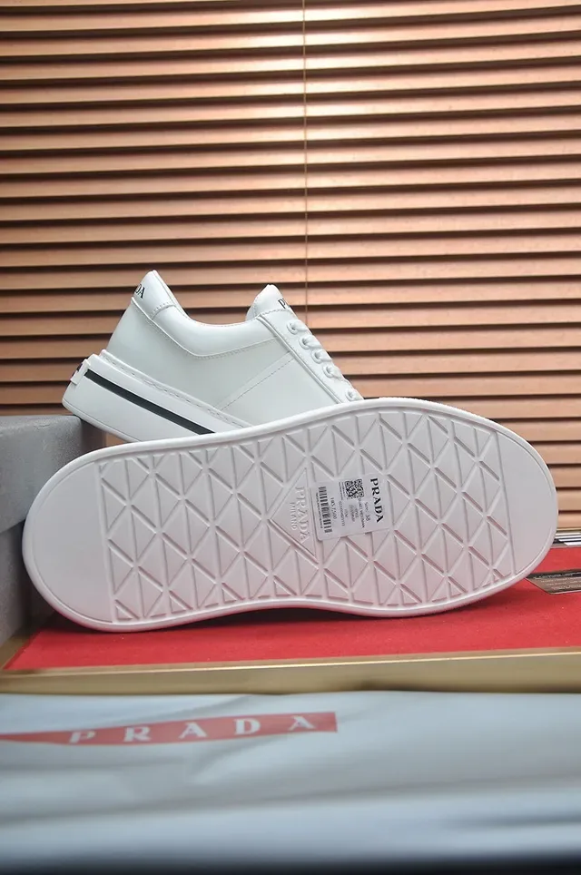 Prada White Black Leather Platform Sole Lifestyle Sneakers 5