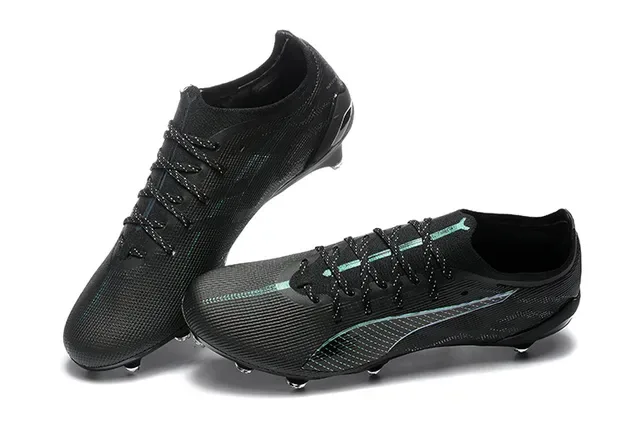Puma Future Z أسود أخضر منخفض القطع أعلى نسيجي دبوسات مبطنة أرضية صلبة أحذية كرة القدم 3