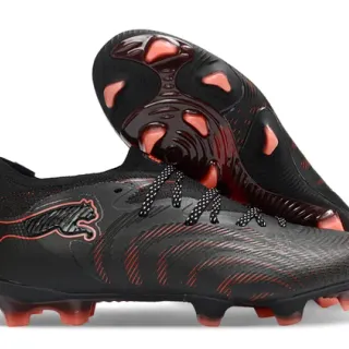 Puma Future Z কালো লাল নিম্নকাট নিট আপার গতিশীল লাইন গ্রাফিক্স কঠিন মাঠ ফুটবল জুতো