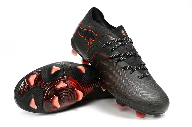 Puma Future Z Black Red Low-Cut Knit Upper Dynamic Line Graphics Firm-Ground Soccer Shoes 4