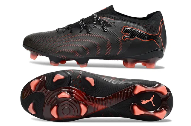 Puma Future Z Black Red Low-Cut Knit Upper Dynamic Line Graphics Firm-Ground Soccer Shoes 6