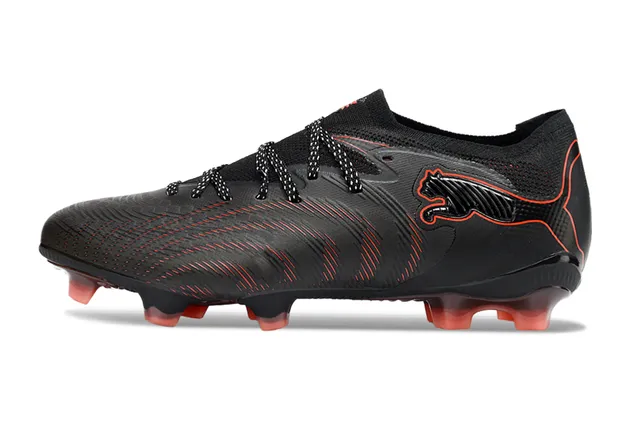 Puma Future Z Black Red Low-Cut Knit Upper Dynamic Line Graphics Firm-Ground Soccer Shoes 7