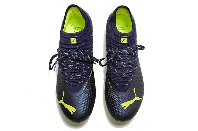 Puma Future Z Navy Green Knit Sock-Fit Upper Firm-Ground Soccer Shoes 2