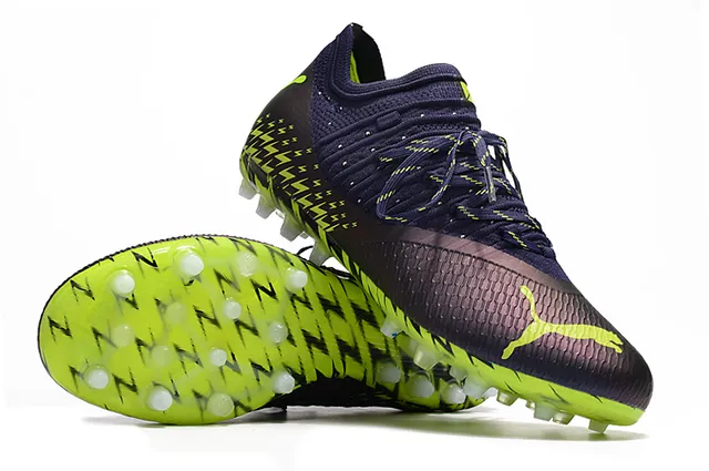 Puma Future Z Navy Green Knit Sock-Fit Upper Firm-Ground Soccer Shoes 3