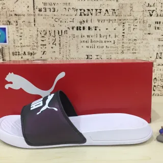 Puma Slide Black and White One-Strap Slipper