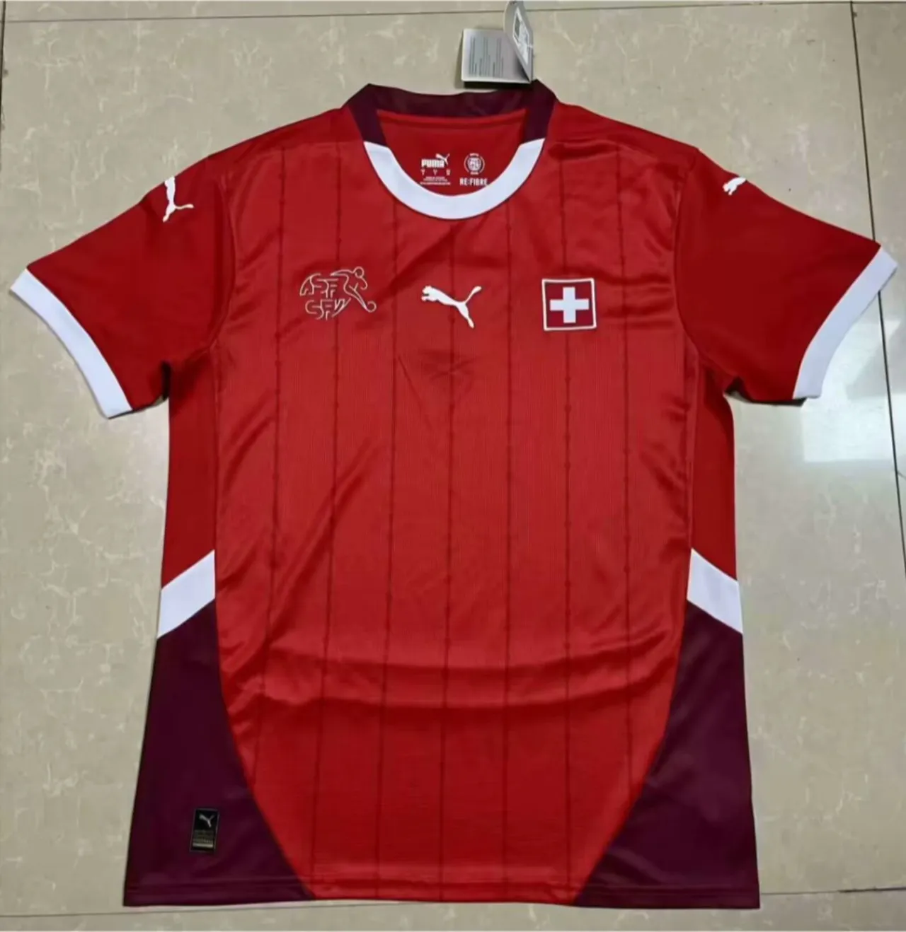 Puma 瑞士国家队 红 酒红色 白 足球球衣 3