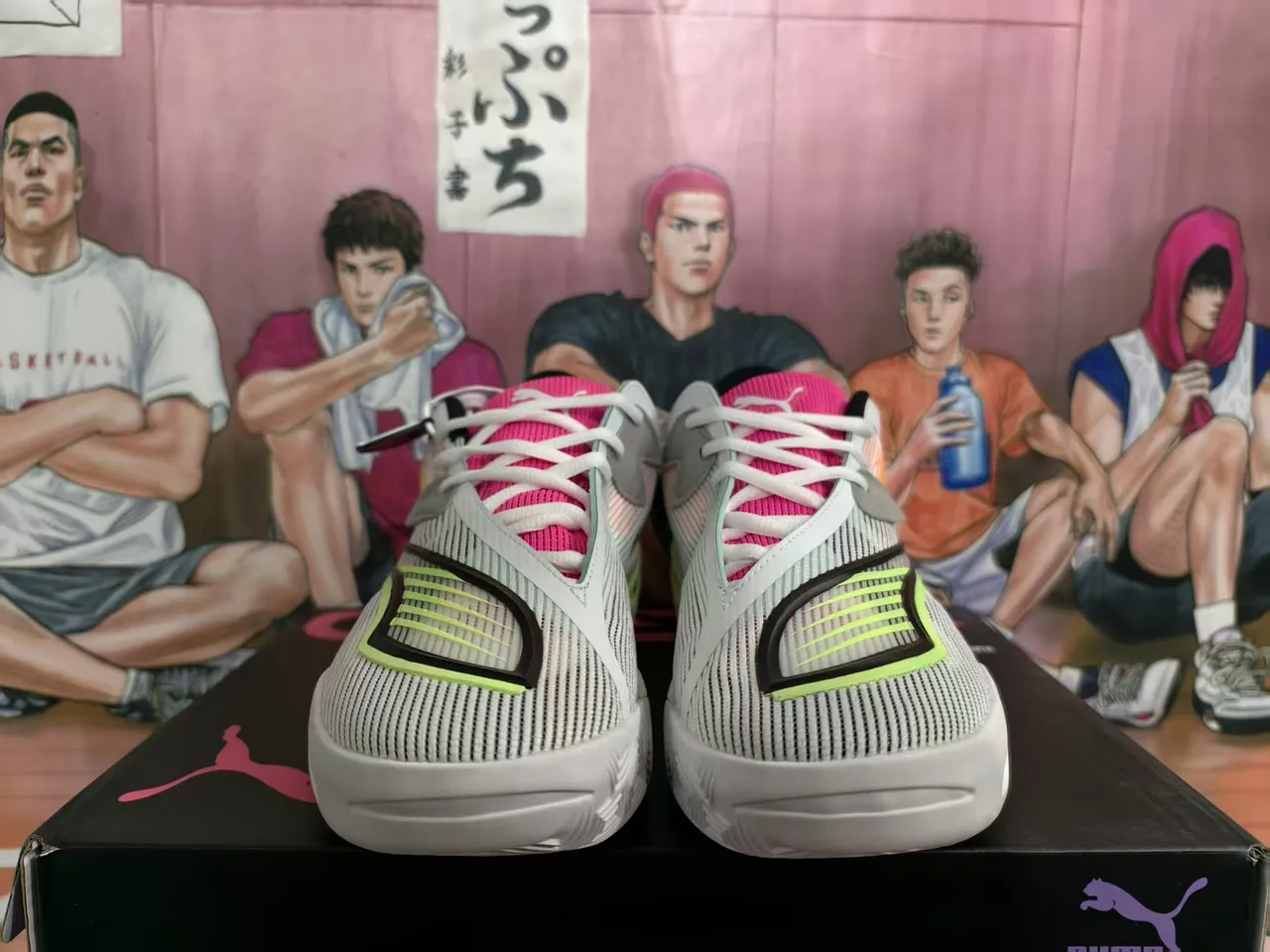 Puma Ultra Wave Fluorescente Verde Lima Rosa Cinza Tênis de Basquete 4