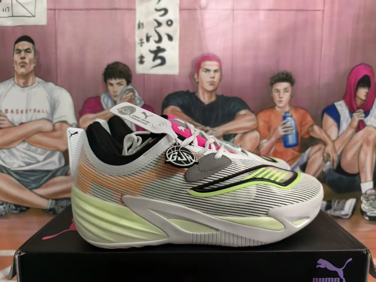 Puma Ultra Wave Fluorescente Verde Lima Rosa Cinza Tênis de Basquete 5